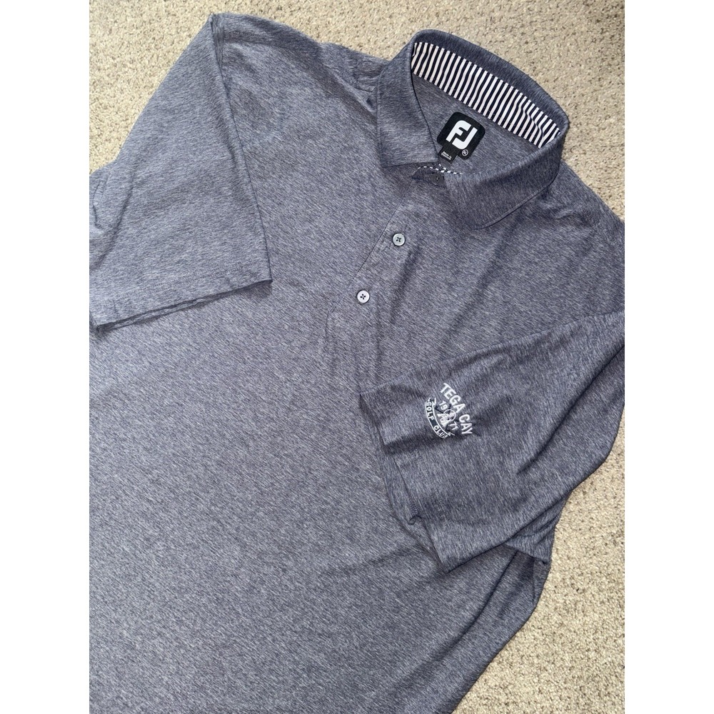 FJ Footjoy Mens XL Golf Performance Polo Short Sleeve‎ Solid Blue
